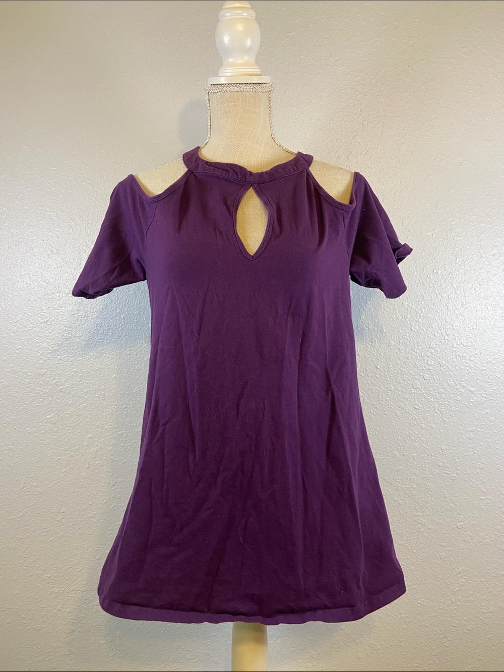 Torrid Indie Boho Bold Eclectic Chic Cold Shoulder Deep Purple Blouse Size 2X